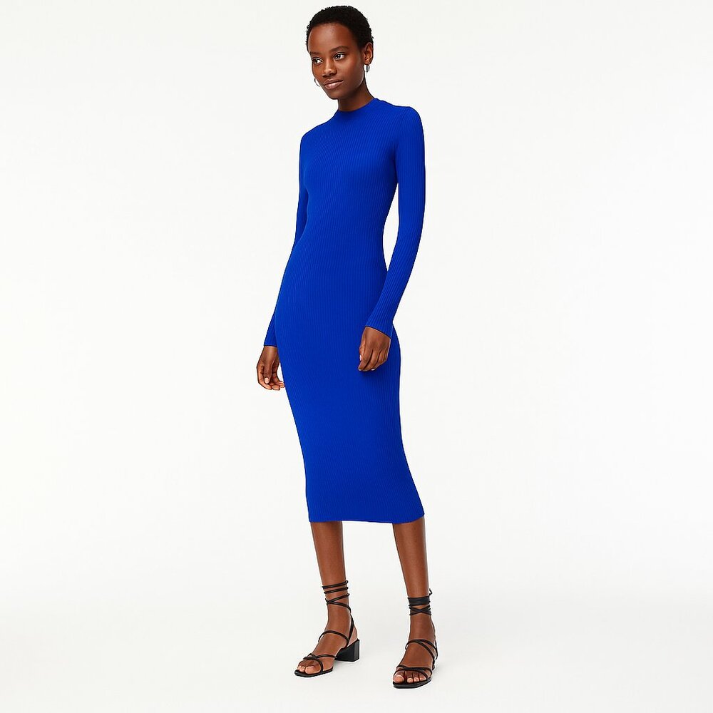NWT J. Crew Long Sleeve Knit Midi Dress Royal Blue Small
